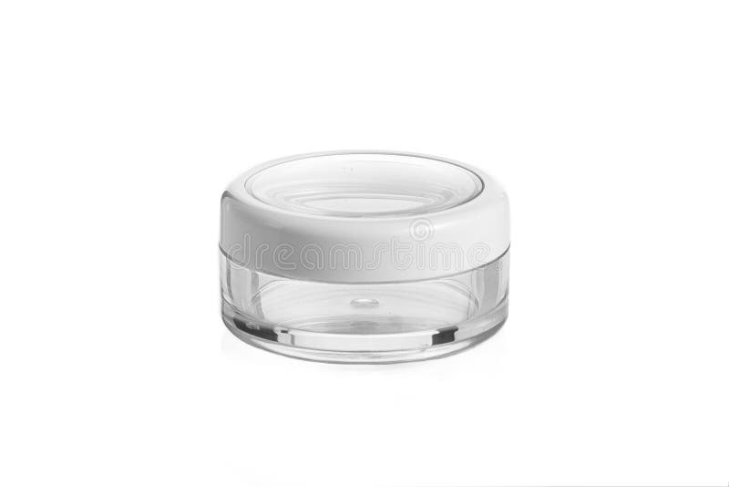 Empty plastic, glass jars cosmetic, lotion packaging on a white background stock image