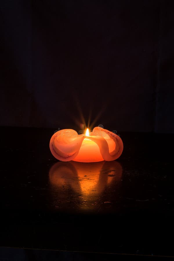 Burning Candle on Black Background, Copy Space Stock Image Image of