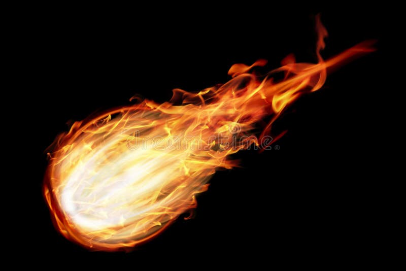 one fire ball isolated on black