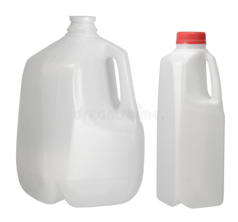 One Gallon and Quart Bottle. Stock Image Image of milk, isolated