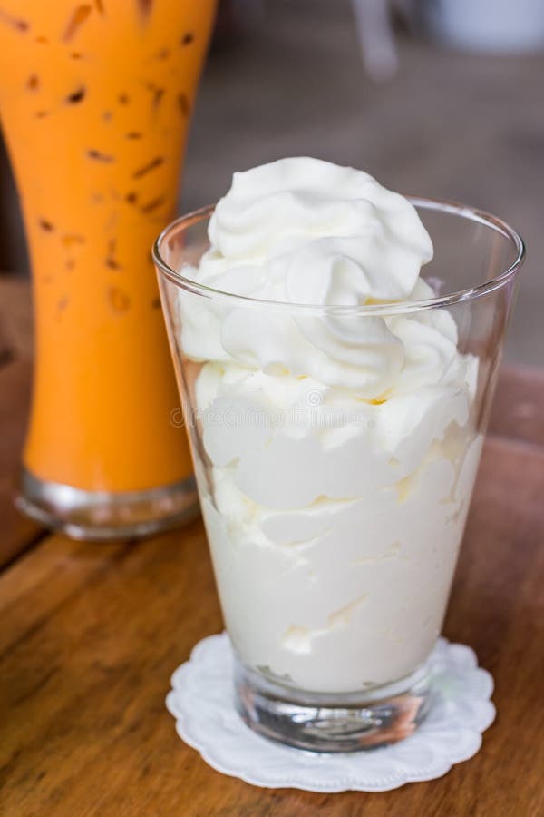 One glass of whipped cream stock photo. Image of product 29992730