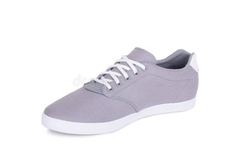 One Grey Fiber Fabric Casual Sneakers Shoe Isolated White Background ...