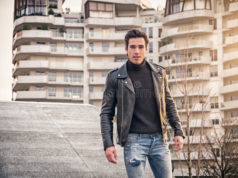 One Handsome Young Man in Modern City Setting Stock Image - Image of ...