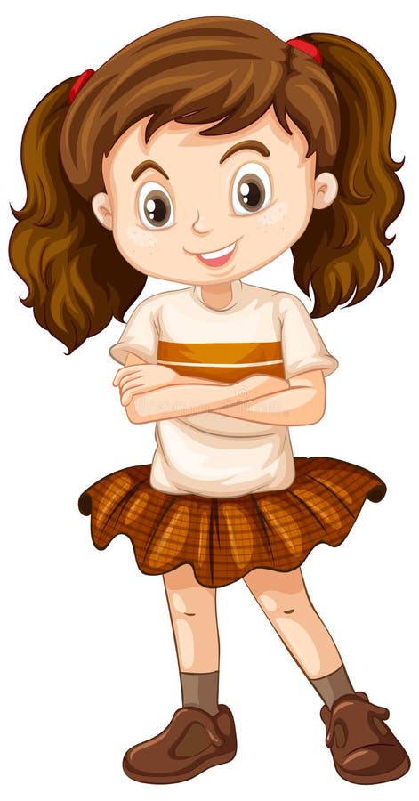 One Happy Girl In Brown Skirt Stock Vector Illustration Of Smiling Character 167951693