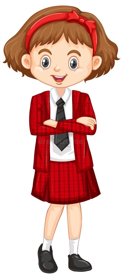 One happy girl in red suit stock illustration. Illustration of girl ...