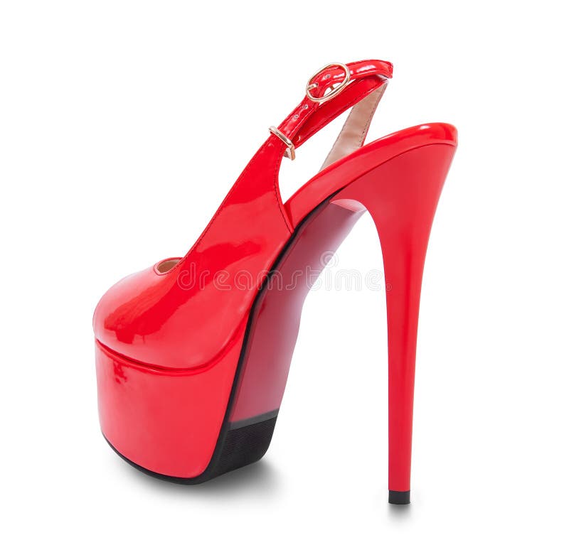 One high heel shoe on white background