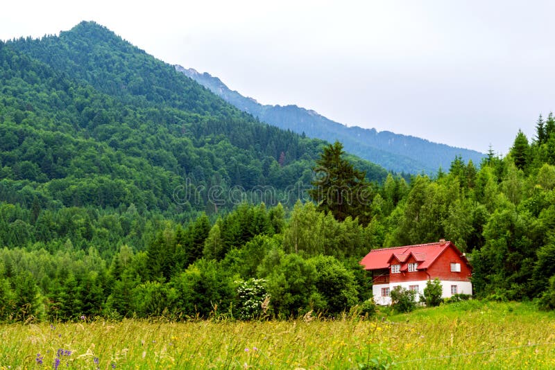 One house in the sub mountain area stock images