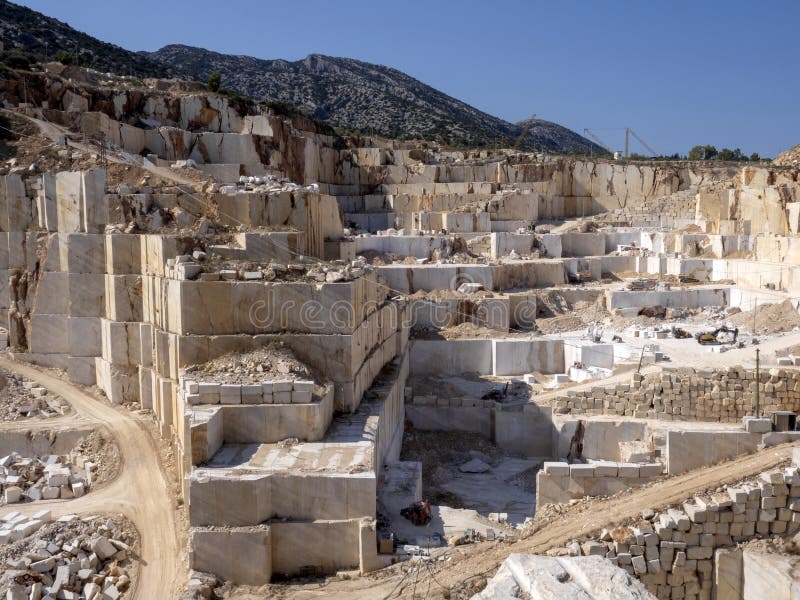 Huge Granite Quarry in the Mountains, Sardinia, Italy Stock Photo