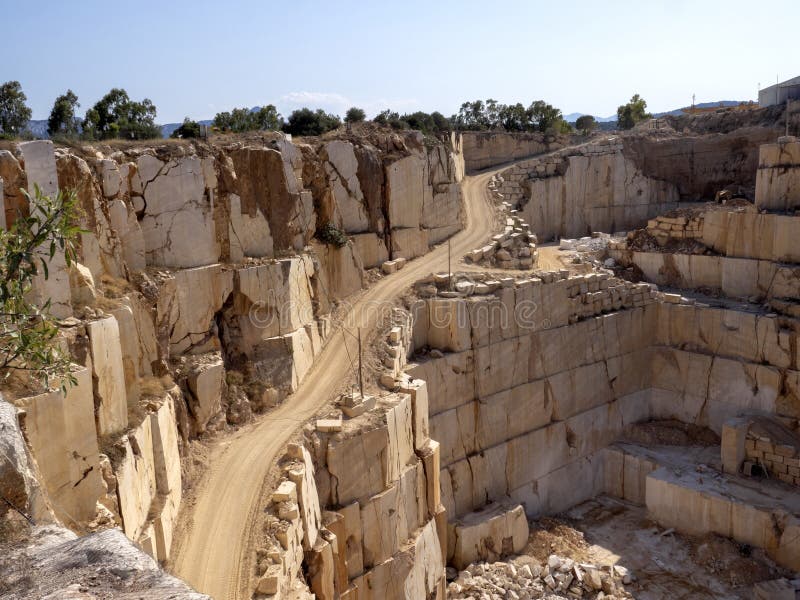 Huge Granite Quarry in the Mountains, Sardinia, Italy Stock Photo