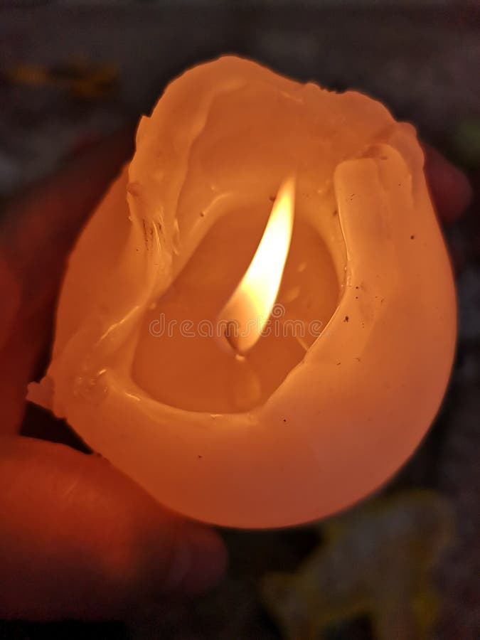 One Large Decorative Candle Burns Stock Photo Image of focus, candle