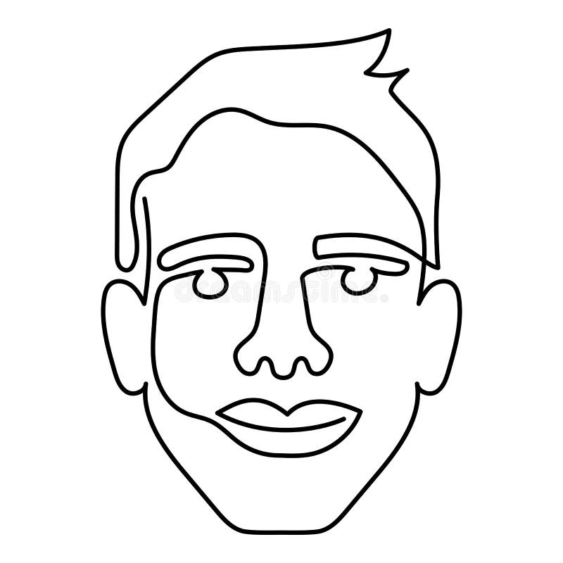 One Line Art Face Man, Modern Contemporary Minimalist Abstract Man