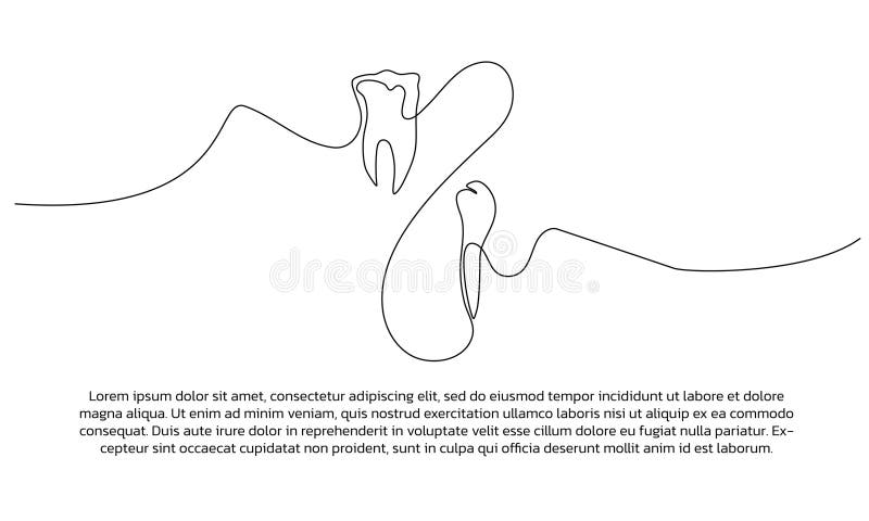 One line artificial dental poster drawing with frame royalty free illustration
