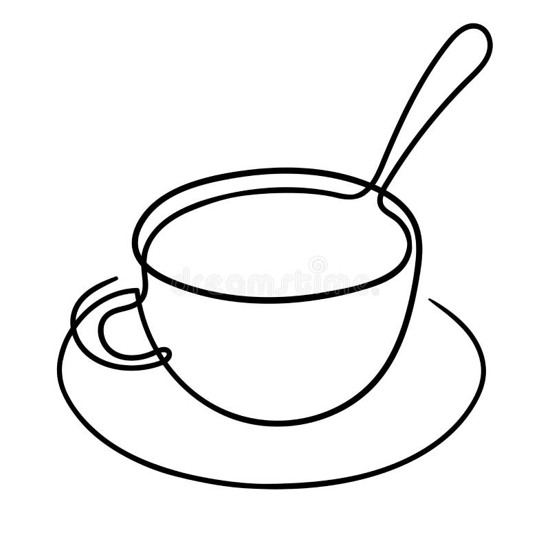 Cup Saucer Spoon Line Drawing Stock Illustrations 155 Cup Saucer