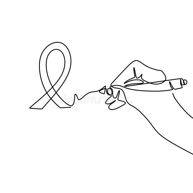 Red Ribbon Aids in Hands Continuous One Line Drawing. Support Hope for Cure  Vector Illustration with Red Loops and Lettering Stock Vector -  Illustration of cancer, december: 202133309