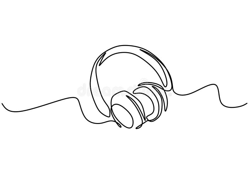 One Line Drawing of Headphone Speaker Device Gadget. Headphone ...