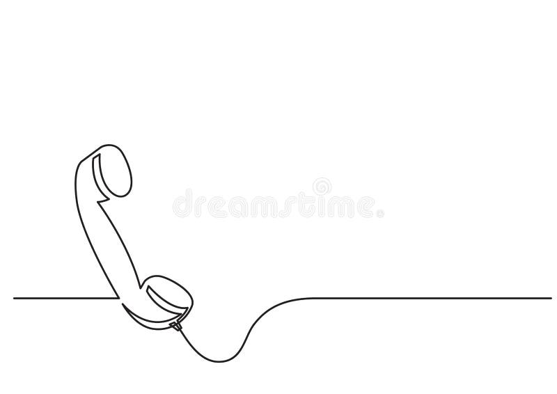 One line drawing of isolated vector object - phone receiver stock illustration