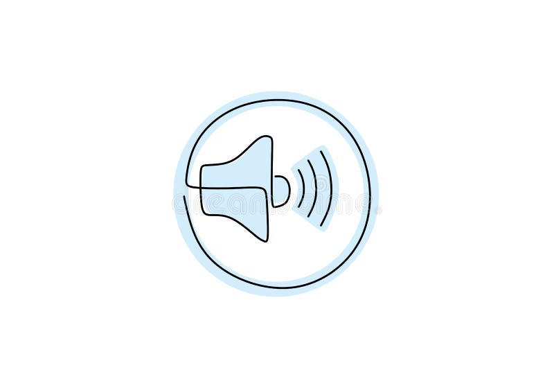 One line drawing of speaker icon sign and symbol. Sound for music speakers in continuous line art hand drawn minimalist style. royalty free illustration
