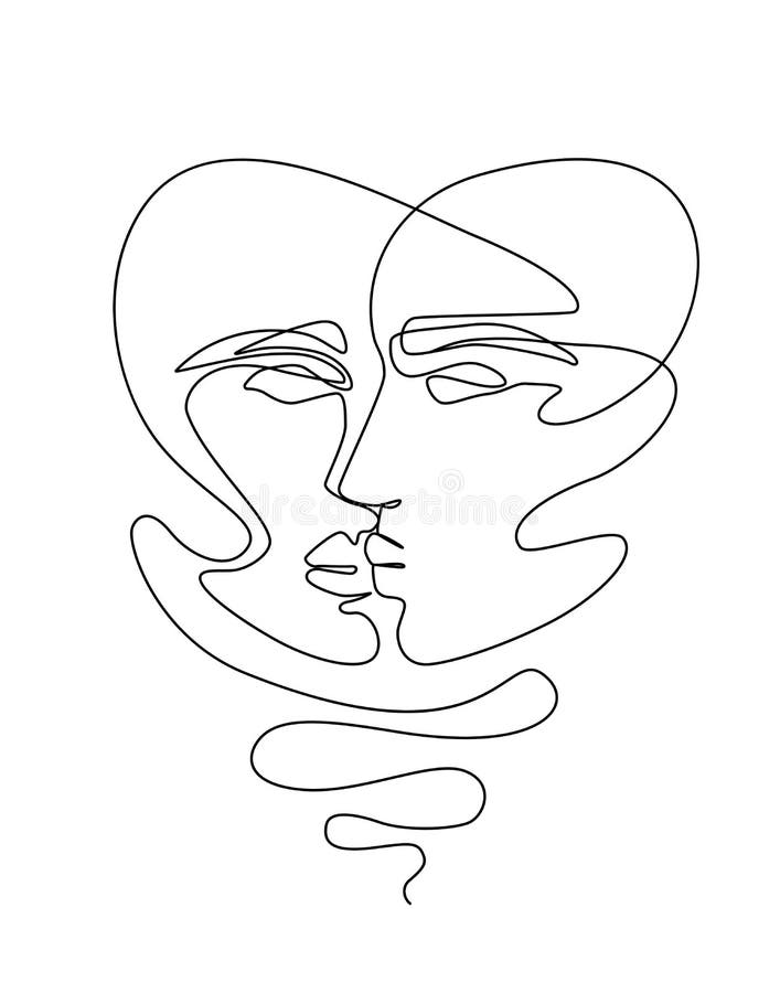 One Line Drawing Woman Face Beauty Female Portrait Stock Vector Illustration Of Vector Kiss 188220911