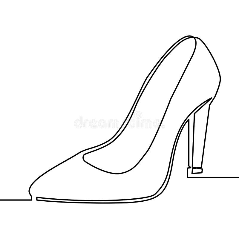 One Line Drawing of Women High Heel Shoe Vector Stock Vector