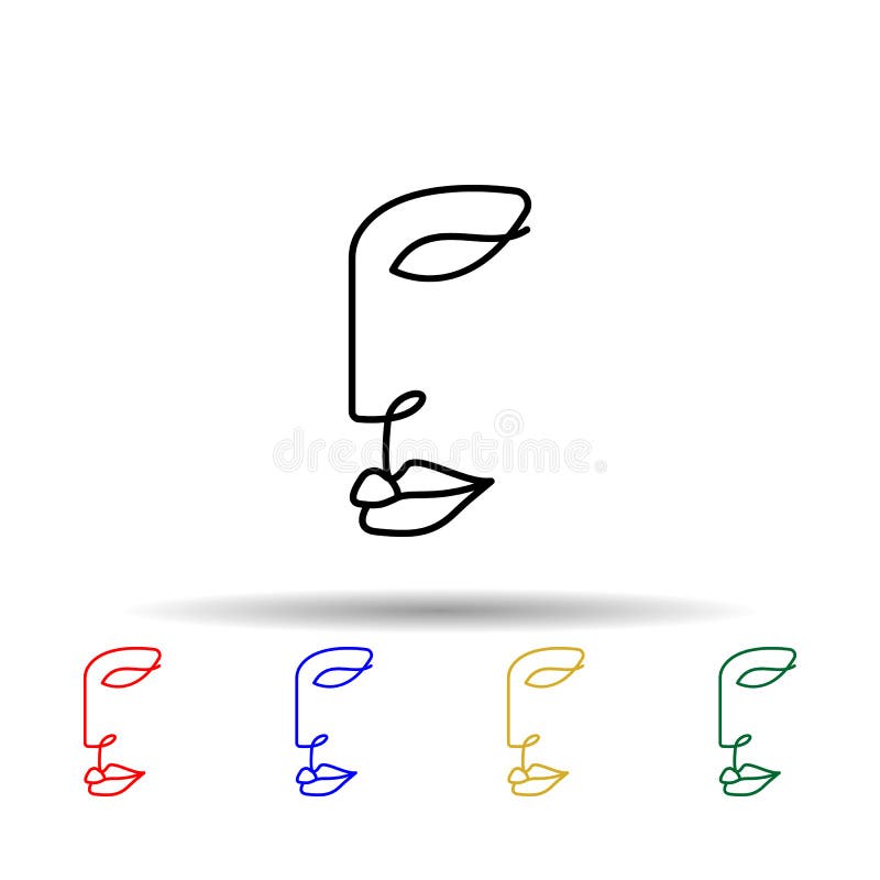 One line, face, woman multi color icon. Simple thin line, outline vector of human icons for ui and ux, website or mobile. Application on white background royalty free stock image One line, face, woman multi color icon. Simple thin line, outline vector of human icons for ui and ux, website or mobile. Application on white background royalty free stock image