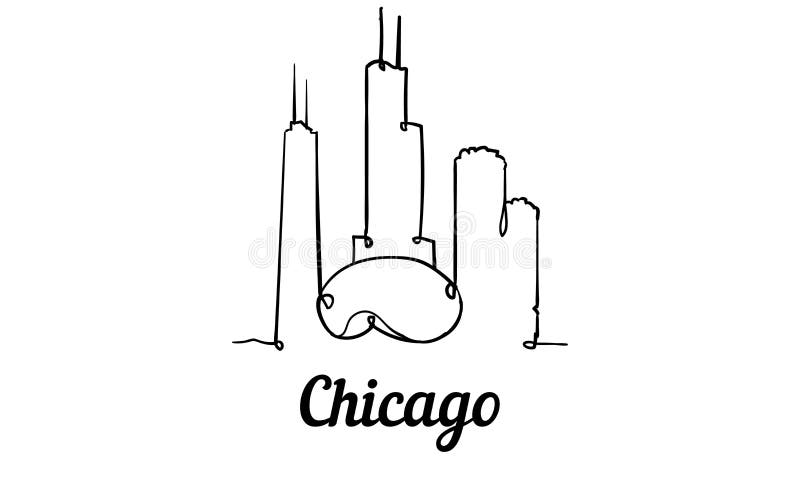 chicago skyline outline sketch