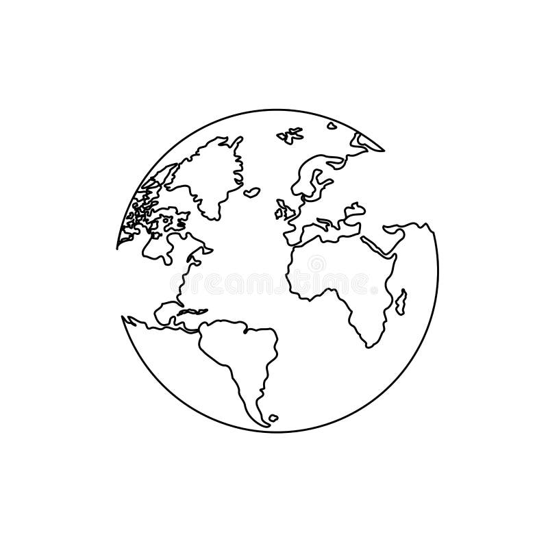 One Line Style Earth . Stock Vector Illustration of graphic