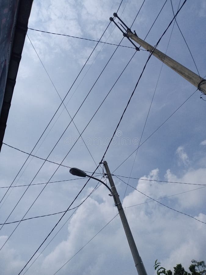 One of the main components of the construction of the distribution of overhead lines that support the mains and their equipment royalty free stock photography