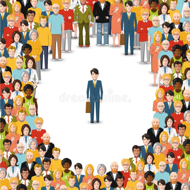 One man stayed in crowd, conceptual illustration royalty free illustration One man stayed in crowd, conceptual illustration royalty free illustration