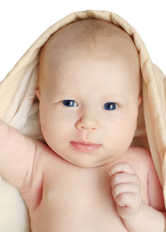 One Month Old Baby in the Blanket Stock Photo Image of beauty, head