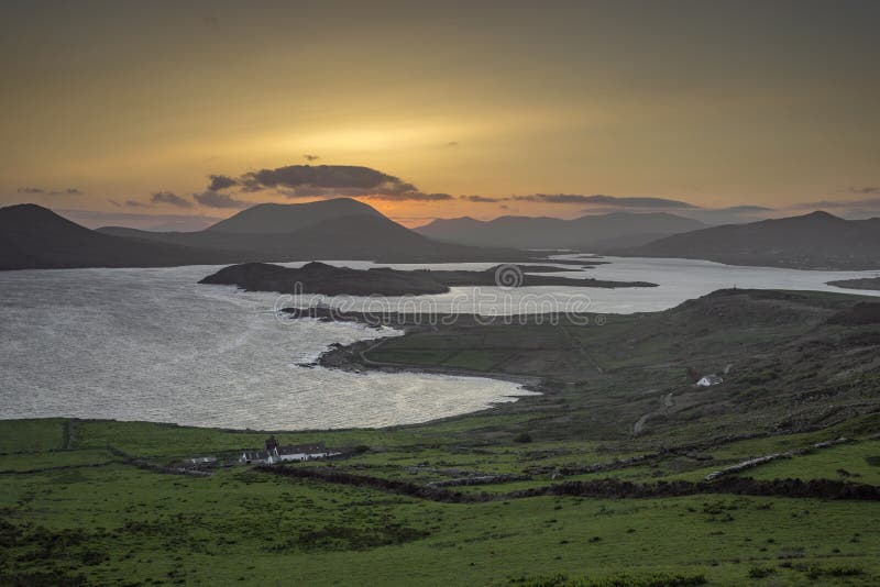 Sunet near Ring of Kerry in Irland, at the shore of the Atlantic Ocean