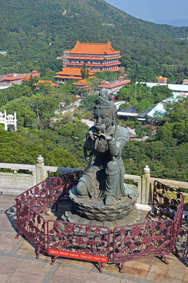 One of The Offering of the Six Devas Buddhistic statues with Po Lin Monastery