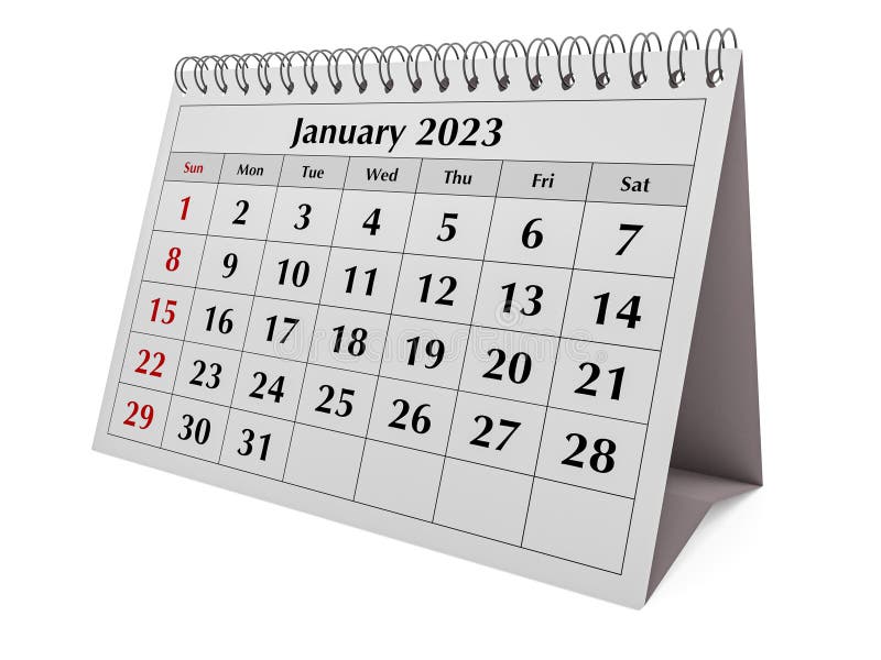 January 2023 Calendar Illustration The Week Starts On Sunday Stock