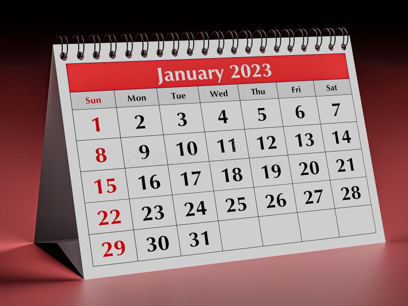 One Page of the Annual Business Desk Monthly Calendar. Date Month