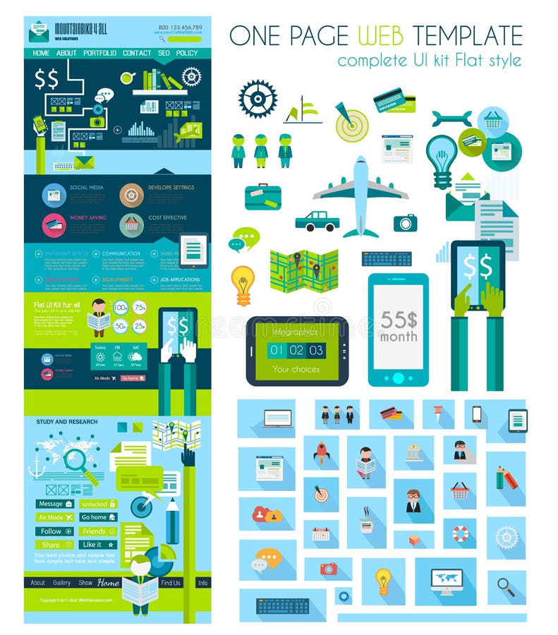 One page website flat UI design template royalty free illustration One page website flat UI design template royalty free illustration