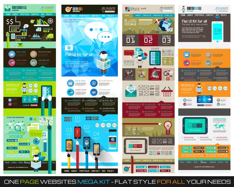 One page website flat UI design template SET 1. royalty free illustration One page website flat UI design template SET 1. royalty free illustration