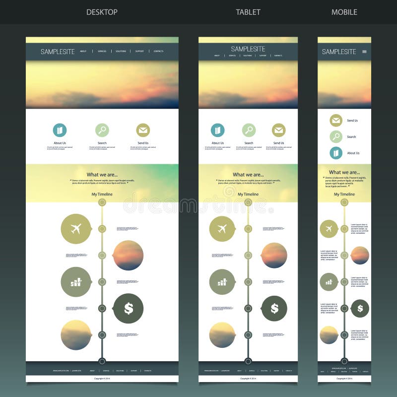 One Page Website Template with Blurred Background stock illustration One Page Website Template with Blurred Background stock illustration