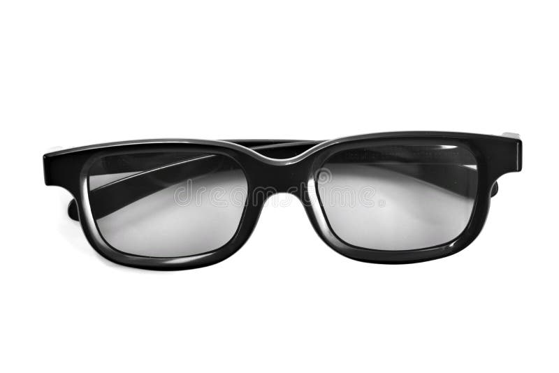 One Pair of Glasses for Watching 3D Movies in Black Frames, Isolated on ...