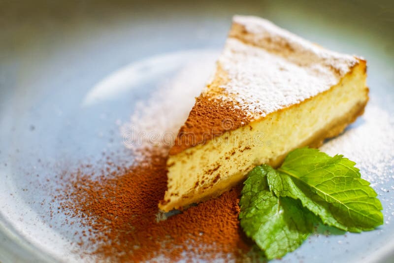 Cheesecake in Powdered Sugar Stock Image Image of macro, light 152971553