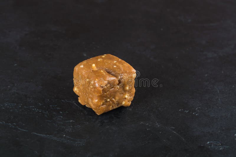 One Piece of Fudge Over Black Background Stock Image Image of pastry