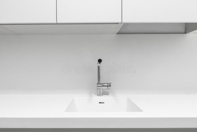Onepiece Sink Joined with White Countertop Stock Image Image of
