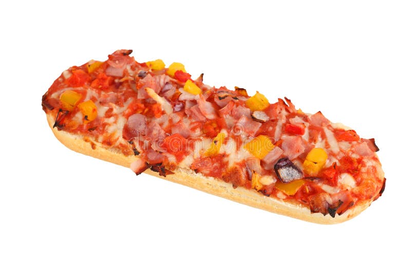 Pizza baguette with salami stock image. Image of italian 111871153