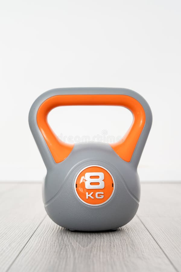 One Plastic Kettlebell Weight 8 Kg Gray and Orange Training Equipment