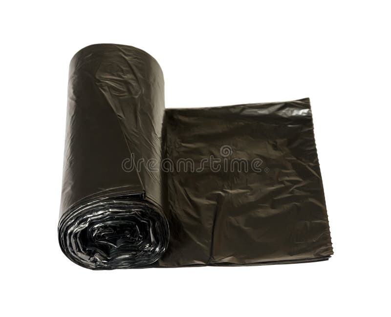 One roll of disposable trash bags isolated on white background. Cleaning and taking out the trash royalty free stock images One roll of disposable trash bags isolated on white background. Cleaning and taking out the trash royalty free stock images