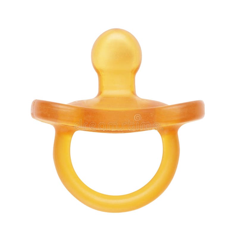 One Rubber Baby Pacifier Isolated on White, Top View Stock Photo