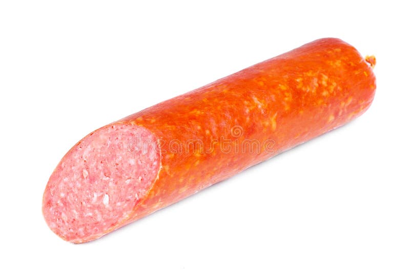 One Salami Sausage on White Stock Photo Image of sausage, eating