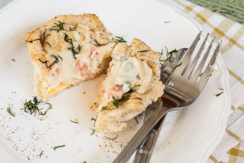 One Serving of Bread Pudding with a Liquid Egg in the Context of Stock