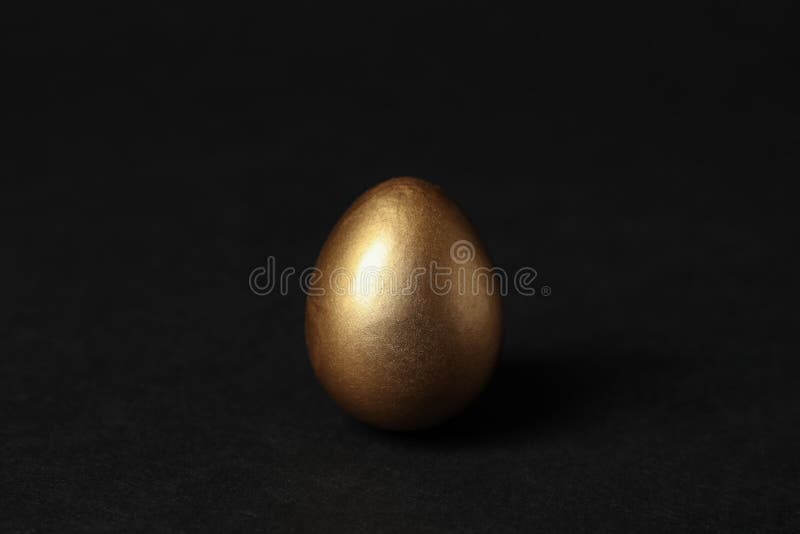 One Shiny Golden Egg on Black Background Stock Image - Image of bird ...