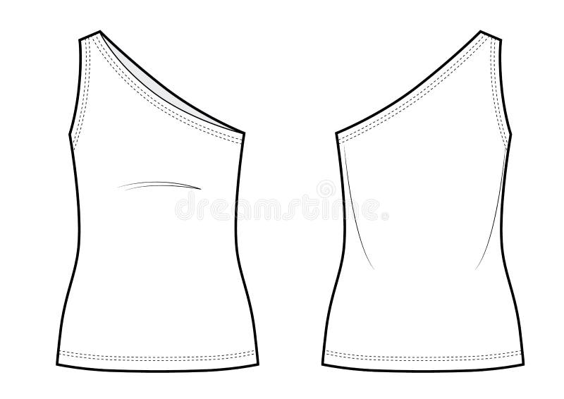 Sleeveless Casual White Blouse. Black and White Sketch Stock ...