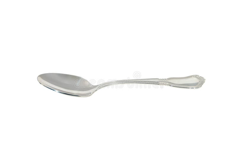 One silver spoon isolated on white background