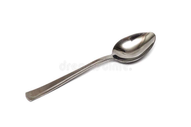 One silver spoon on a white background, isolate, eating, kithcen